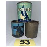 (3) 1 Pt Oyster Cans,