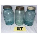 (3) Ball Mason Jars, Blue