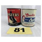 (2) 1 Pt Harrison Oysters Cans,