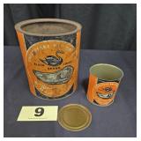 1 Gal, 1 Pt Black Swan Brand Oysters Cans,
