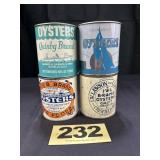 (4) 1 Pt Oysters Cans,