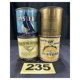 (4) 1 Pt Oysters Cans,