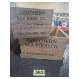(2) Southern Sea Food Wooden Oysters Boxes,