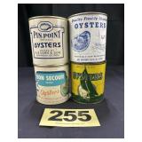 (4) 1 Pt Oysters Cans,