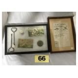 JE Frey Framed Oyster Receipt & Seafood Shadow Box