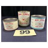 1 Pt, 12 Oz & 8 Oz King Carter Brand Oysters Cans,