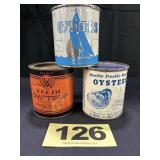 (3) 1 Pt Oysters Cans, (Crisfield)