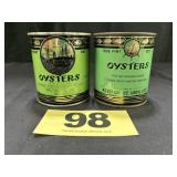 (2) 1 Pt Oysters Cans,