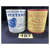 (2) 1 Gal Warren Denton Oysters Cans,