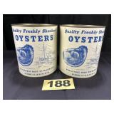 (2) 1 Gal Warren Denton Oysters Cans,
