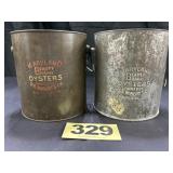 (2) 1 Gal Maryland Beauty Oysters Bail Cans,