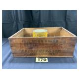 1 Gal Full Moon Brand Oysters Can & Wooden Crate,