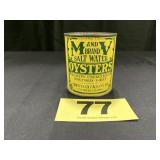 1 Pt M and V Brand Oyster Can, Crisfield, MD,