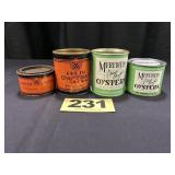 (2) 1 Pt, 12 Oz, 8 Oz Oysters Cans,