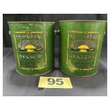 (2) 1 Gal Sun Brand Oysters Bail Cans,