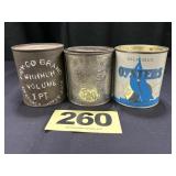 (3) 1 Pt Oysters Cans,