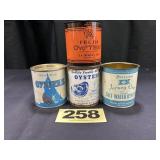 (4) 1 Pt Oysters Cans,
