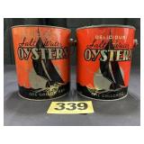 (2) 1 Gal Oysters Bail Cans,
