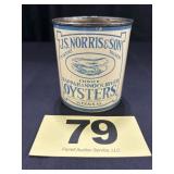 1 Pt  J.S. Norris & Son Oyster Can, Weems, VA,