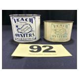 12 Oz & 1/2 Pt Veach Brand Oysters Cans,