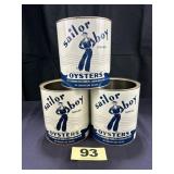(3) 1 Gal Sailor Boy Brand Oysters Cans,
