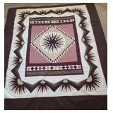 Mariners Compass Quilt, Red, 105x117