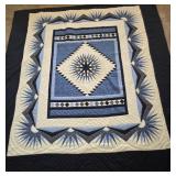 Mariners Compass Quilt, Blue, 107x118