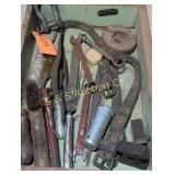 Flat of Asst. tools file, combo wrench, thread die