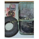Tote w/ 410x350x5 New tire & sandpaper & discs