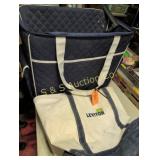 (2) grocery totes one with wheels and handle