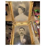 (2) Antique portrait pictures in frames 17' x 21'