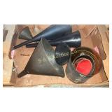 Box of large and small funnels