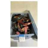Women's belts in tote with lid