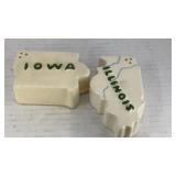 Ceramic Iowa and Illinois salt & pepper shakers