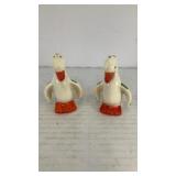 White ducks w/ green wings salt & pepper shakers