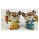 (2) ceramic hungry mice (repaired)