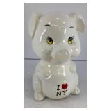 I Love NY ceramic piggy bank, 5.5' tall
