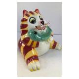 Ceramic Cat with fish bank 6' W