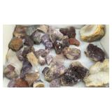 Flat of rocks and crystals incl quartz & amethyst