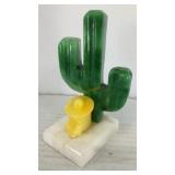 Carved stone cactus w/ man taking a siesta (loose)
