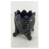 Black milk glass egg cup w/ Native American chief