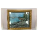 3D framed picture of deer overlooking river