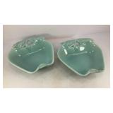 (2) blue apple-shaped dip bowls 5.5' x 5.5'