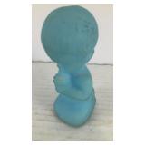 Blue Fenton glass boy praying 4' tall