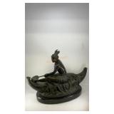 Indian Maiden in a Canoe sculpture by Duchoiselle