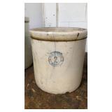 2 gallon Buckeye Pottery stoneware crock, cracks