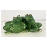 Porcelain green frogs salt & pepper shakers
