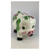 Ceramic pig w/ roses NORCREST bank 5.5' L