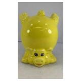 Ceramic yellow hand stand animal bank 5' T