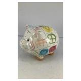Ceramic quilted pig bank 5' L